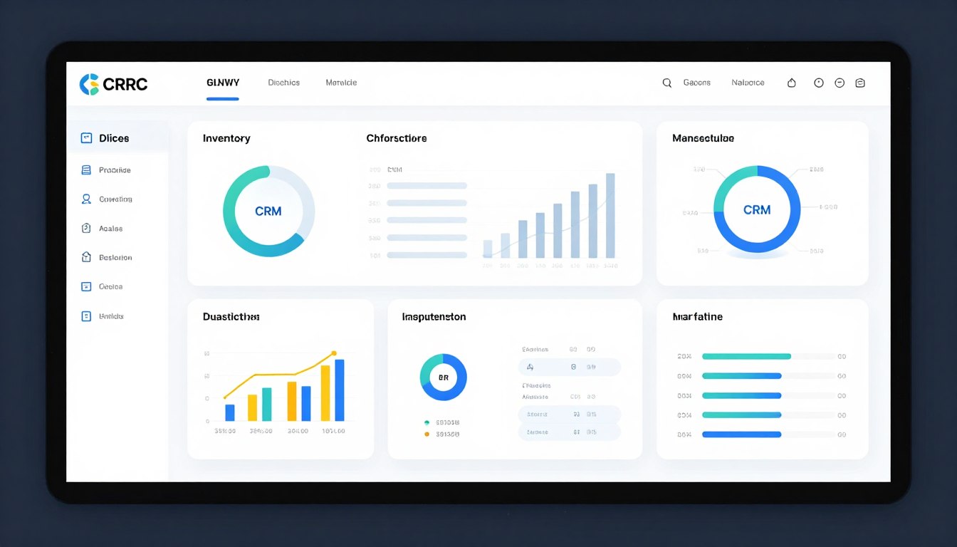 Comprehensive ERP features dashboard showing multiple modules