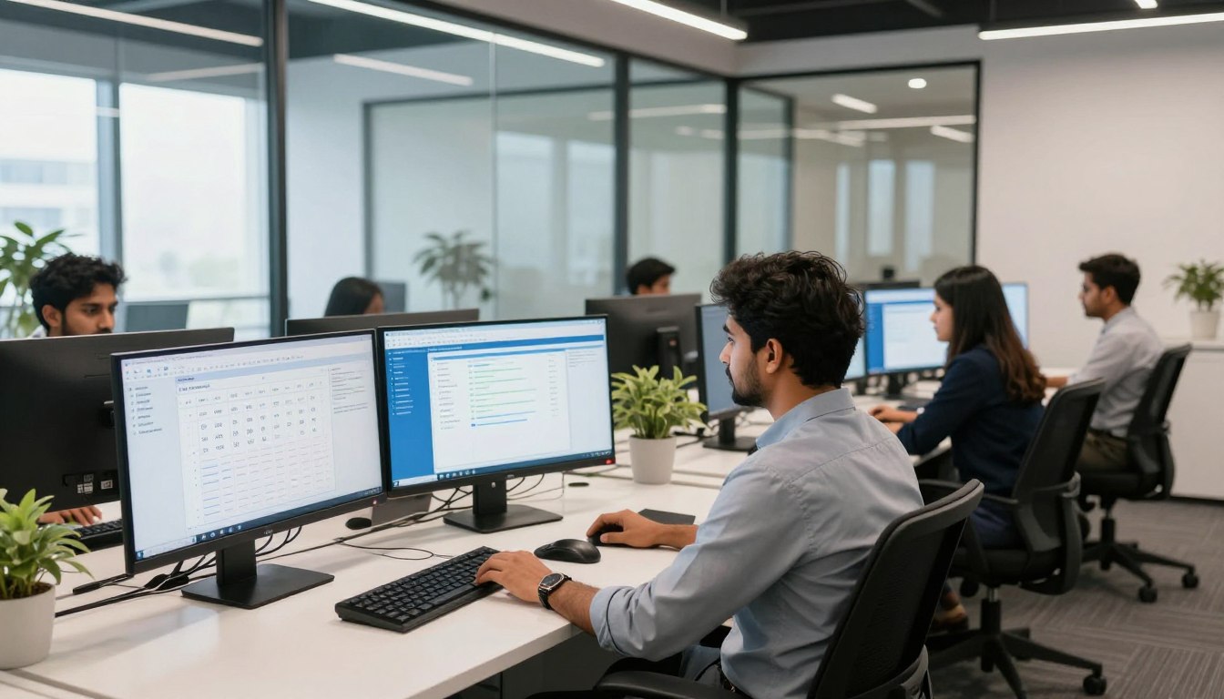 Modern ERP Software Company office in Noida with professionals working on enterprise solutions