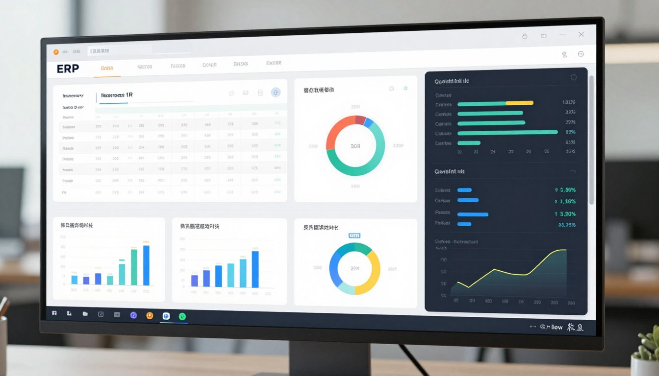 ERP system dashboard showing integrated business modules for resource planning