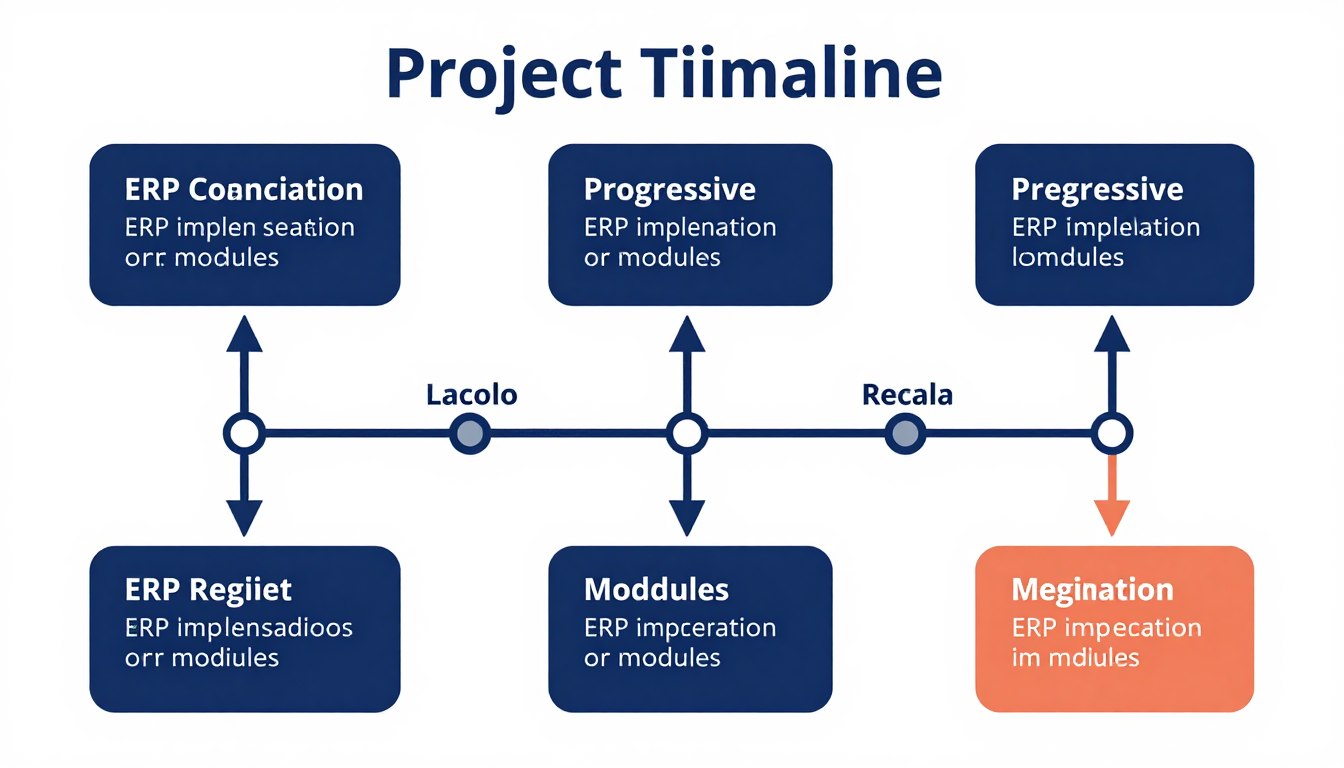 Phased ERP rollout timeline showing progressive implementation