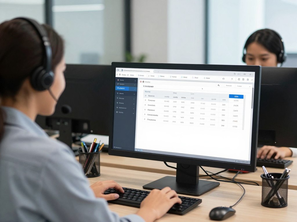 Customer service representative using ERP for better customer experience