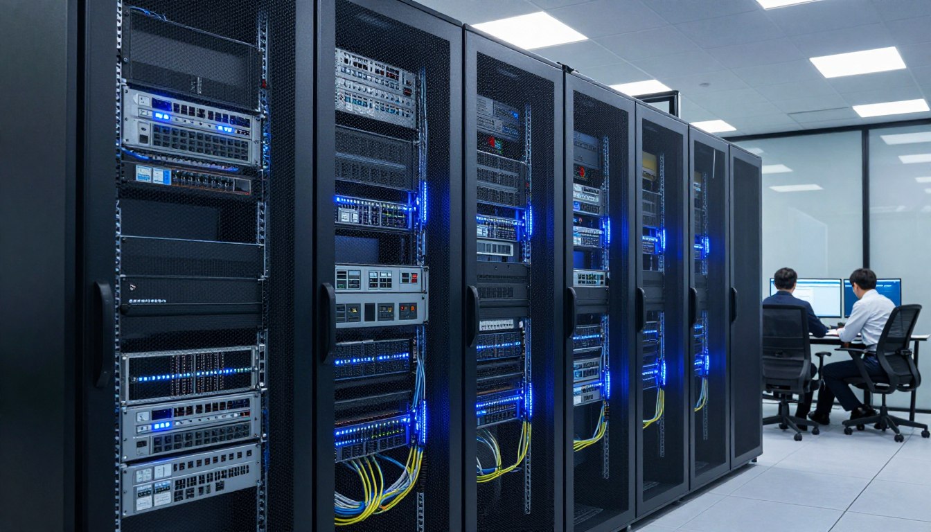 On-premise ERP server room with business infrastructure