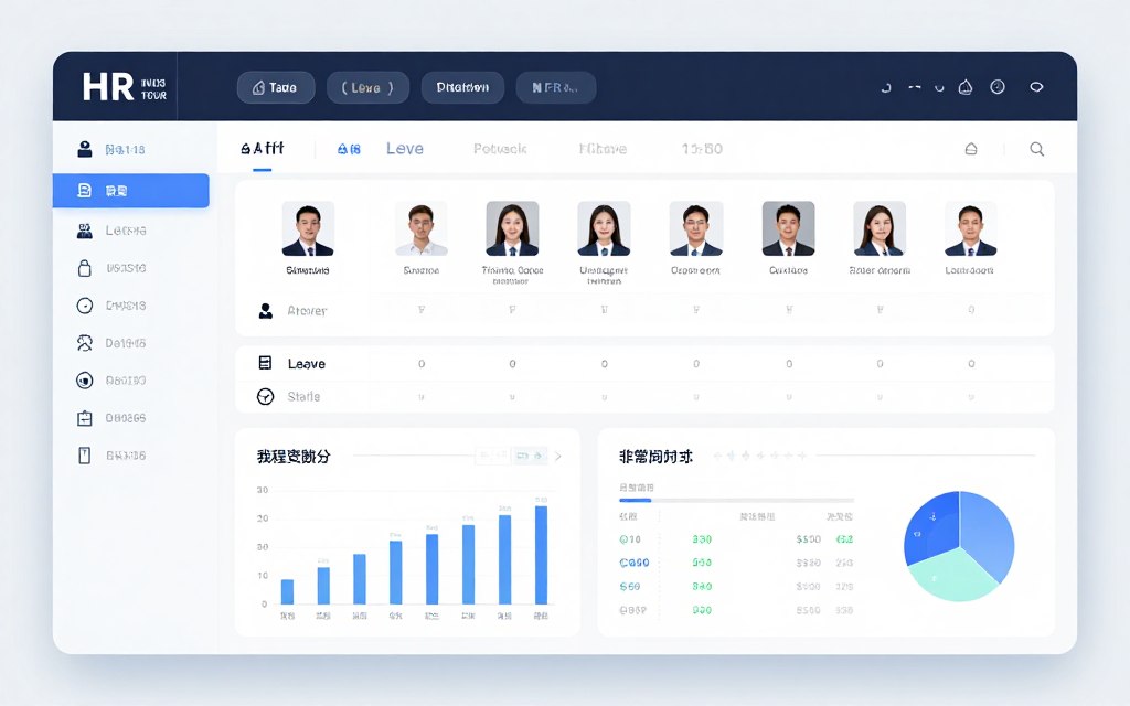 HR dashboard showing staff management and payroll information