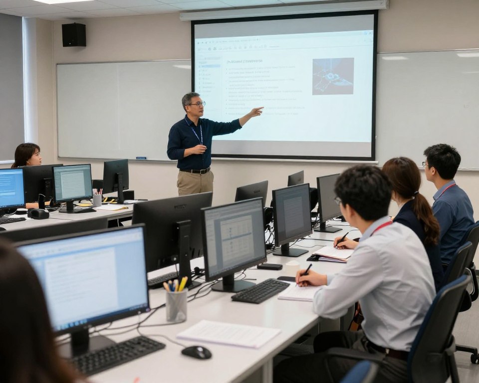Teachers attending software training session
