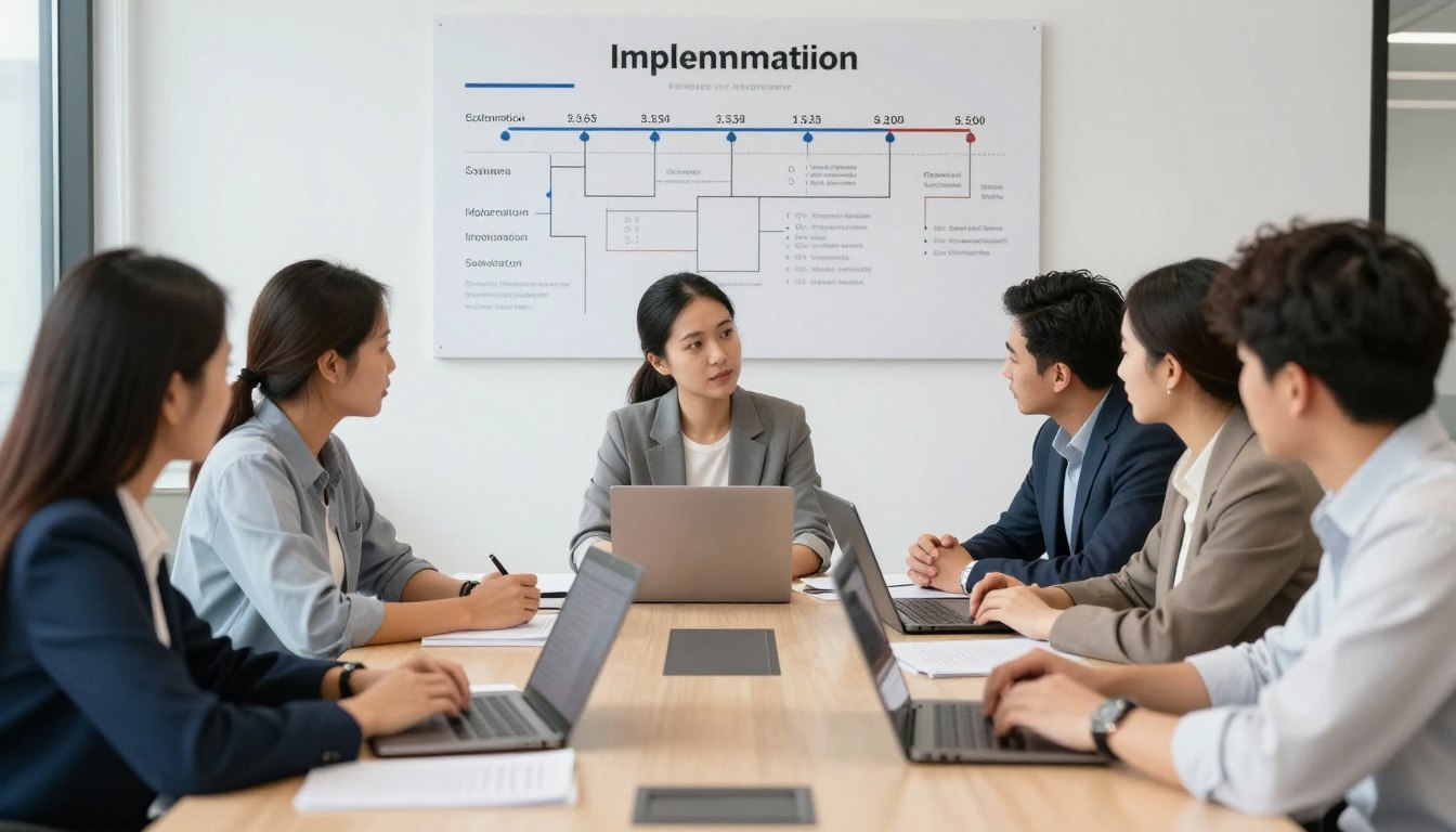 Team planning software implementation with timeline chart