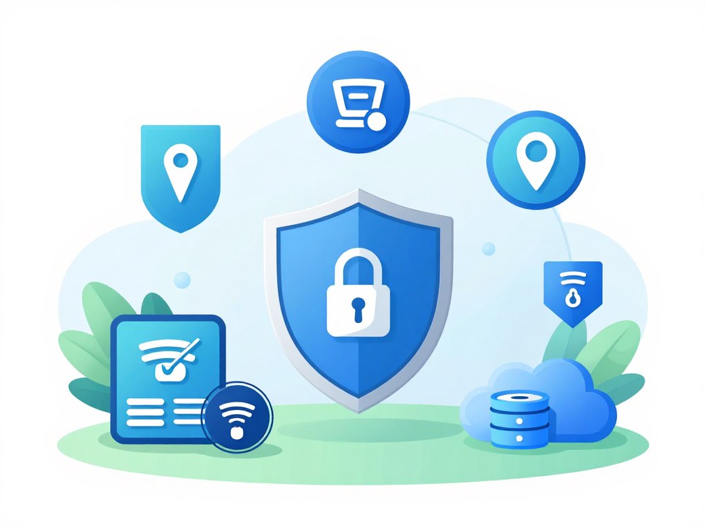 Data security shields and compliance badges