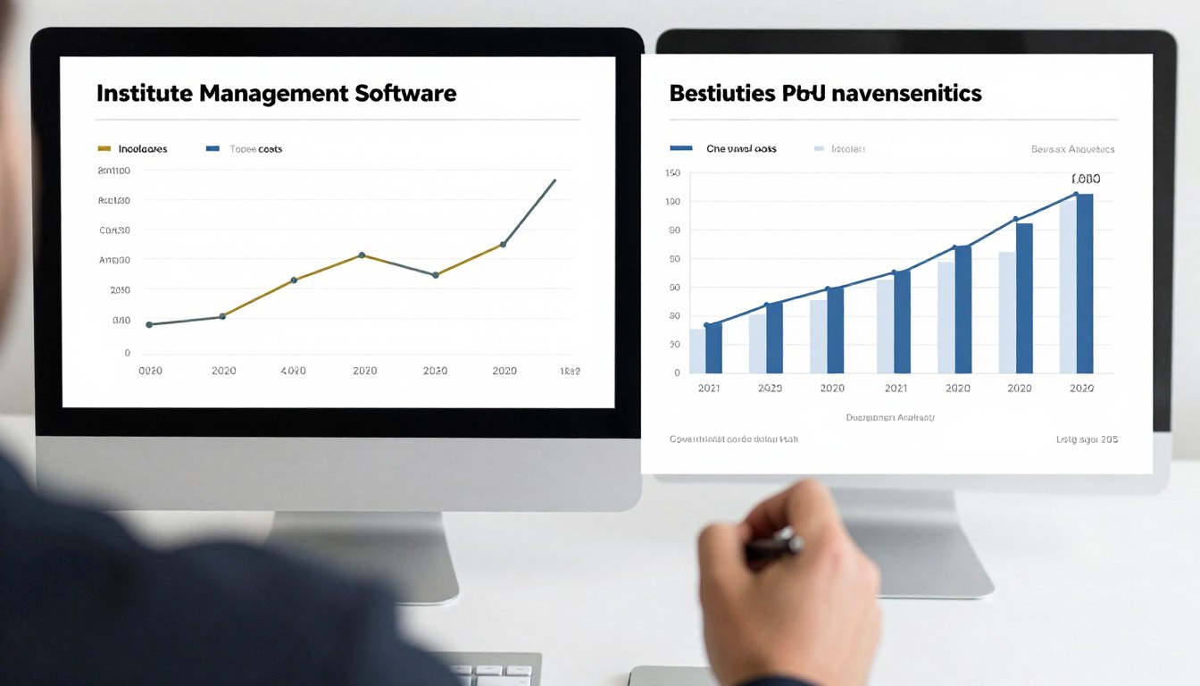 Financial analysis charts showing software investment ROI
