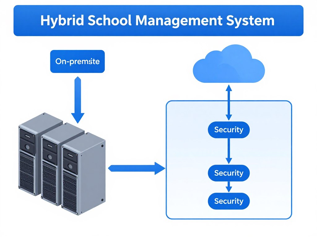 Hybrid system architecture diagram showing cloud and on-premise integration