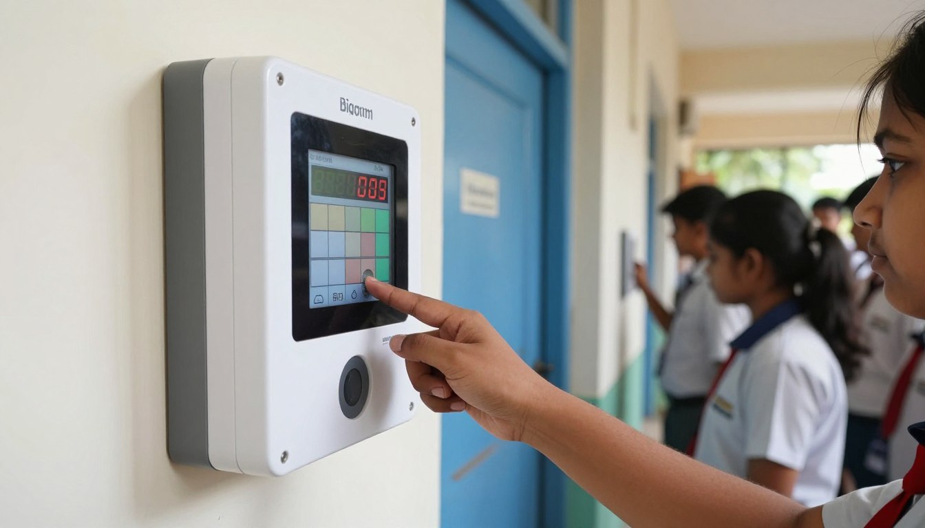 Biometric attendance system integrated with school management software
