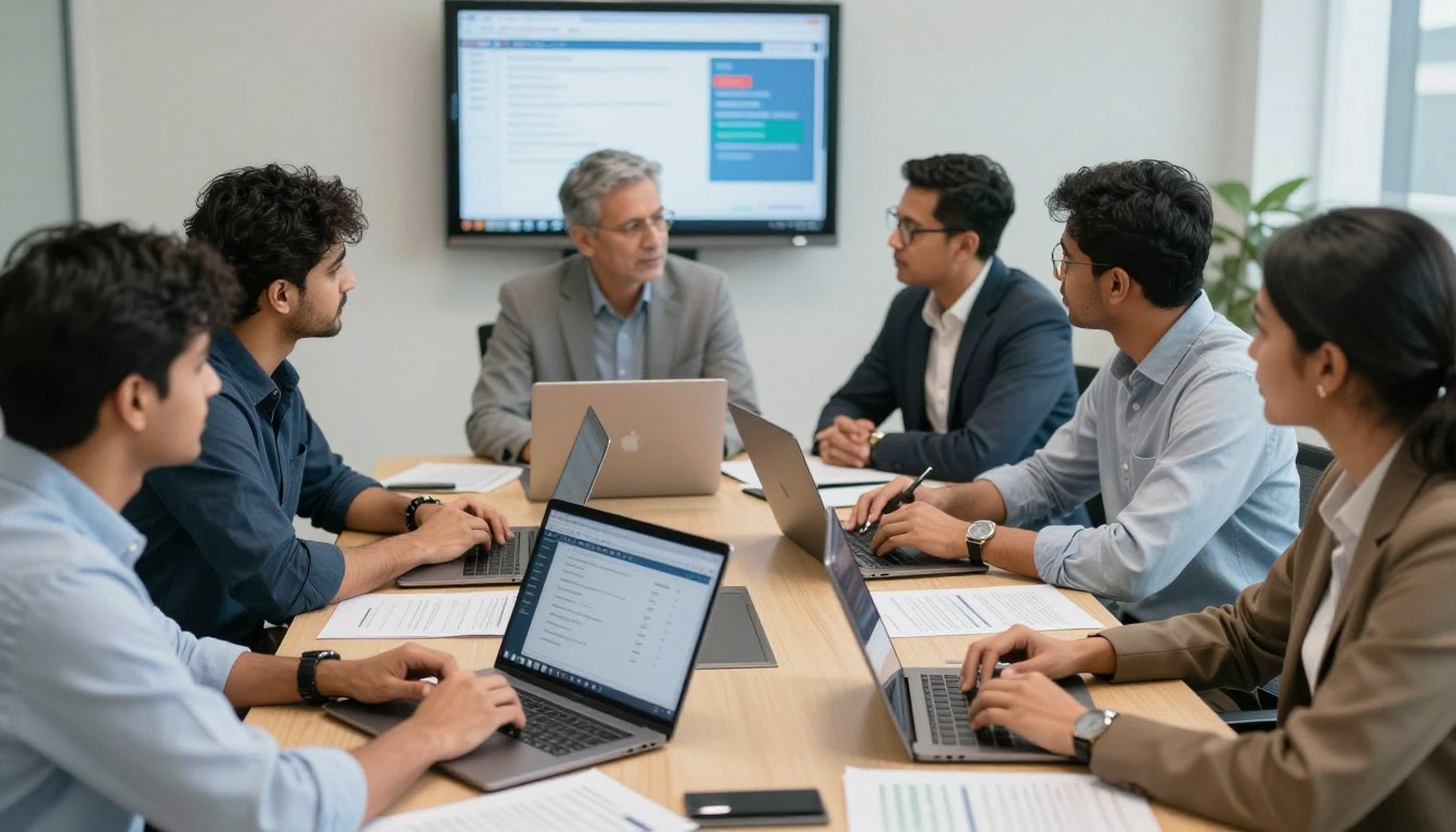 School administrators making informed decision about management software