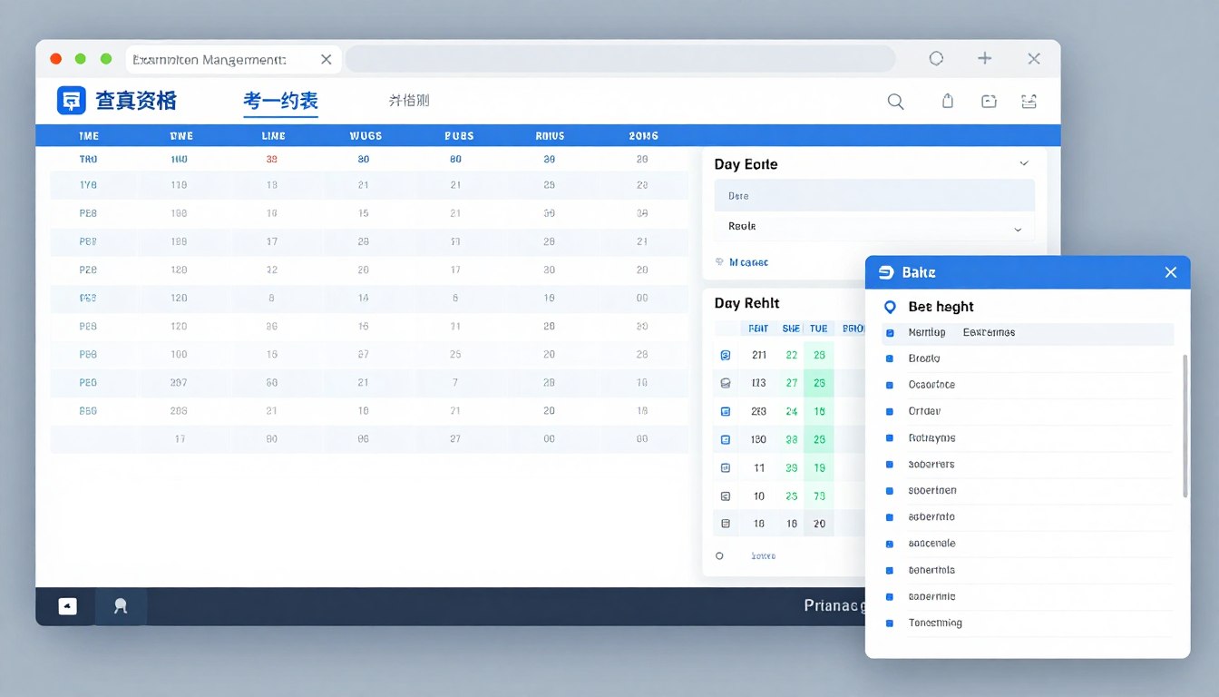 Exam management module showing scheduling and result processing features