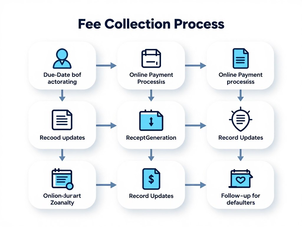 Automated fee reminder and payment workflow diagram