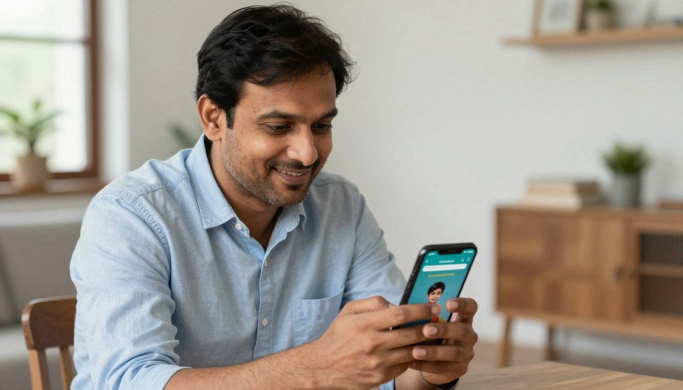 Parent using mobile app to check child's school information