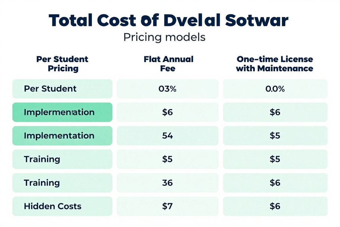 Cost comparison chart of different school management software pricing models