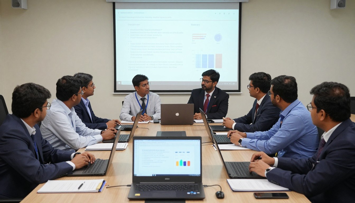 School administrators evaluating different school management software options