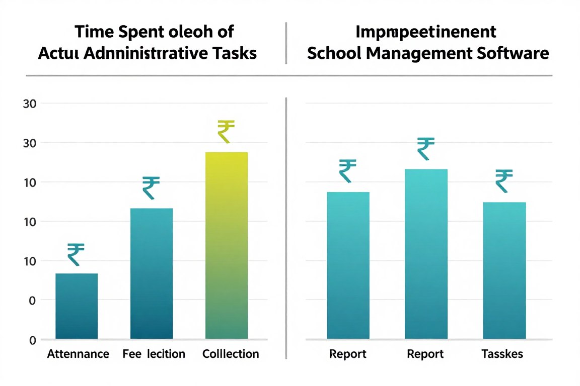 Time comparison chart showing efficiency gains from school management software