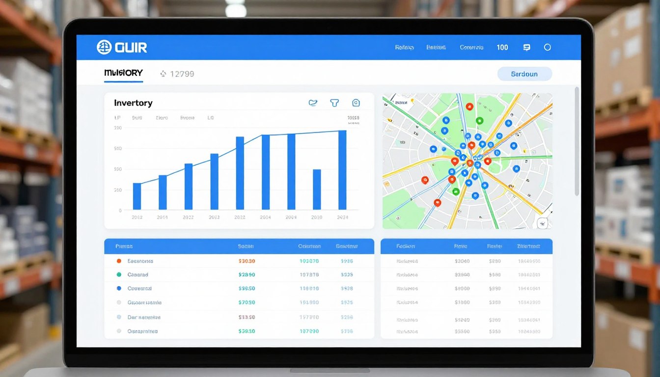 Warehouse Management System in Noida interface showing real-time inventory dashboard